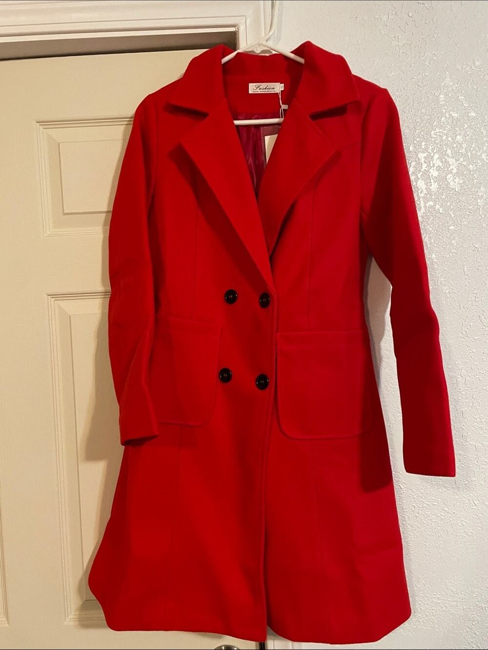 Women's Red Double-Breasted Trench Coat by Fashion NWT